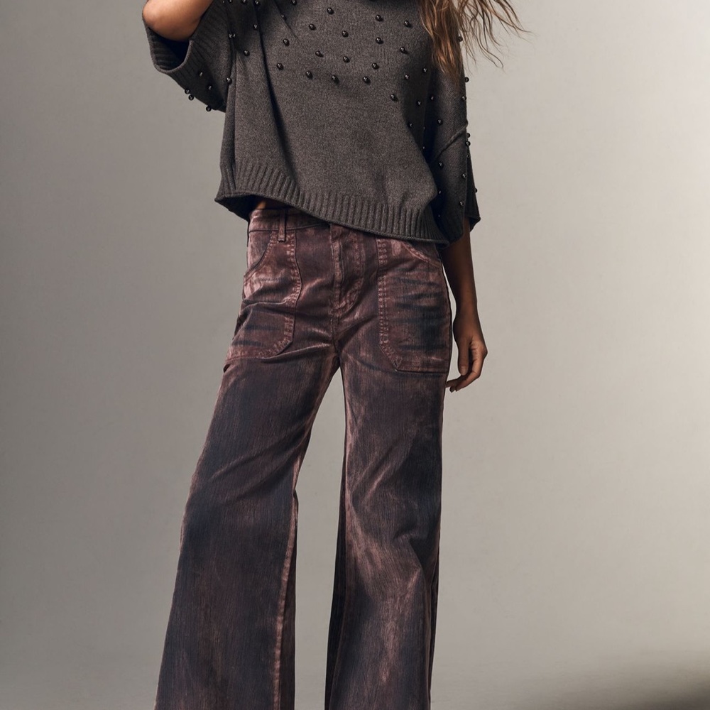 Anthropologie Goldie 3/4 Sleeve Studded Sweater, Size XL, Gray - Picture 4 of 9